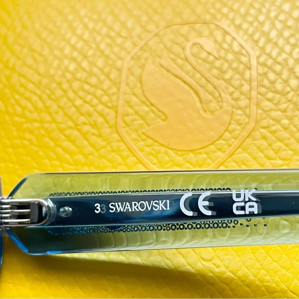 Swarovski Crystal D-Frame Sunglasses Blue 53mm NWT